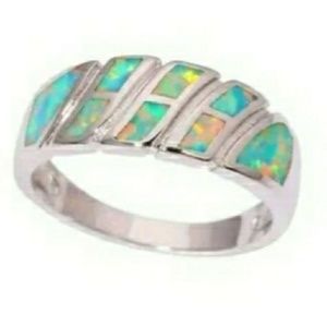 BEAUTIFUL GREEN FIRE OPAL 925 SILVER WOMEN RING